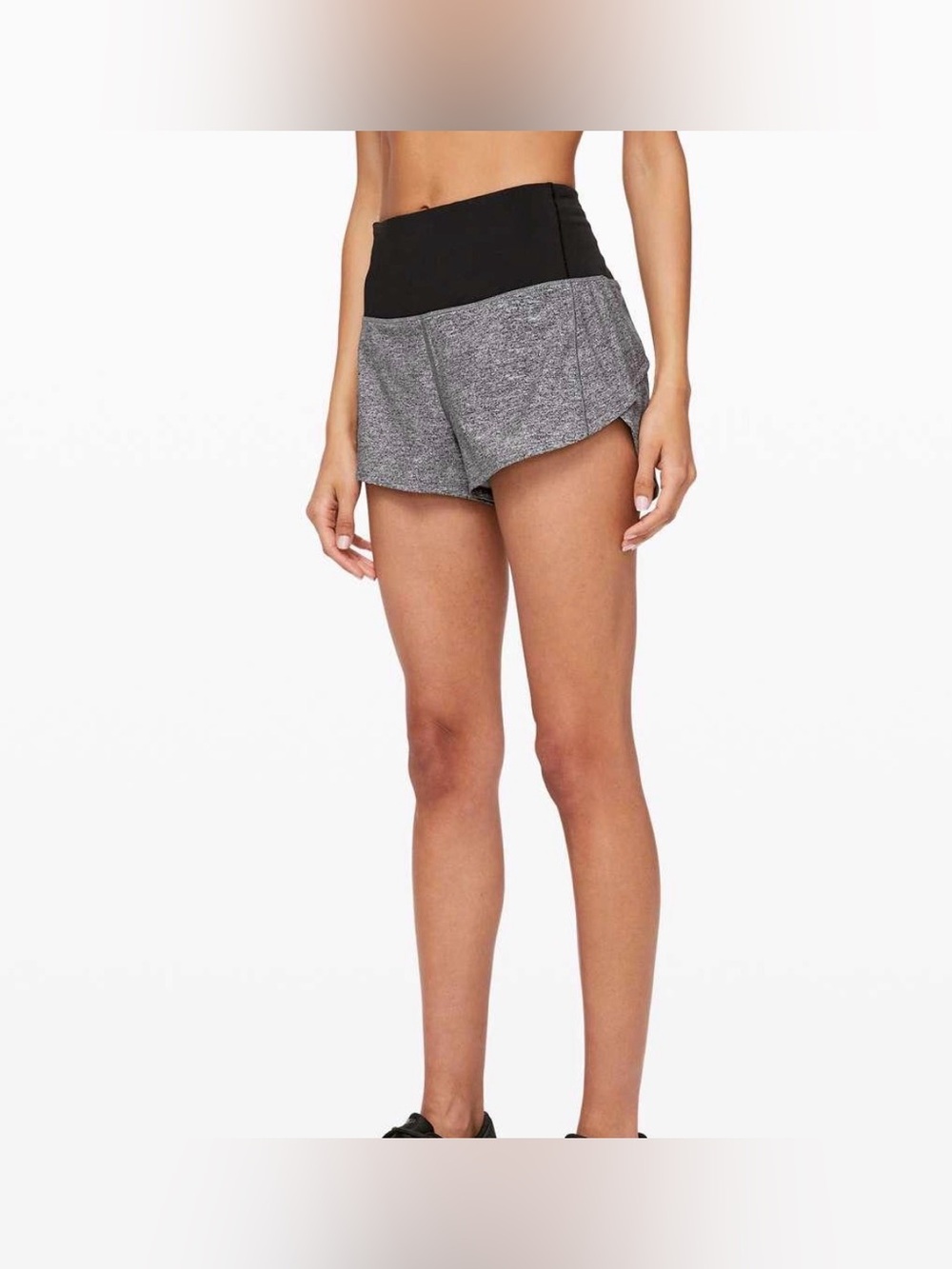 LULULEMON Speed Up Short Long, 4”, Sz 8, Heathered Grey & Black Lined shorts
